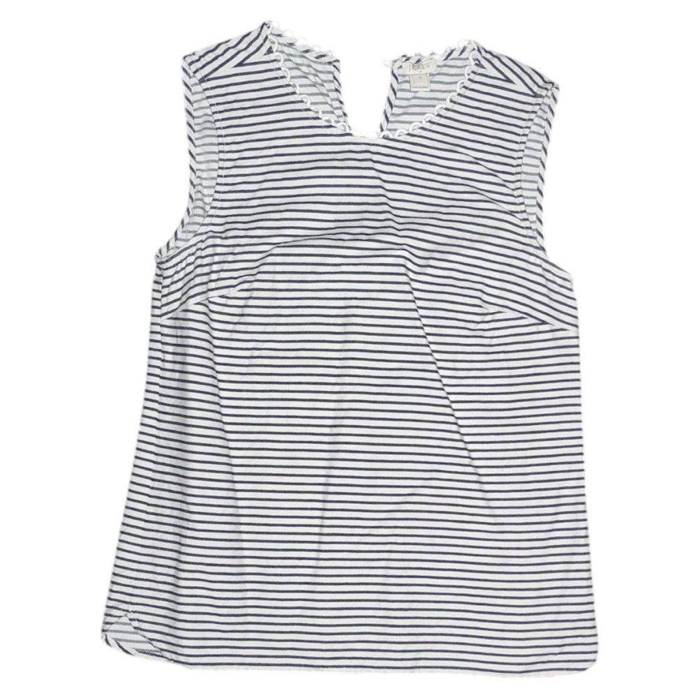 J. Crew Navy Blue & White Striped Corded Shell Tank Top